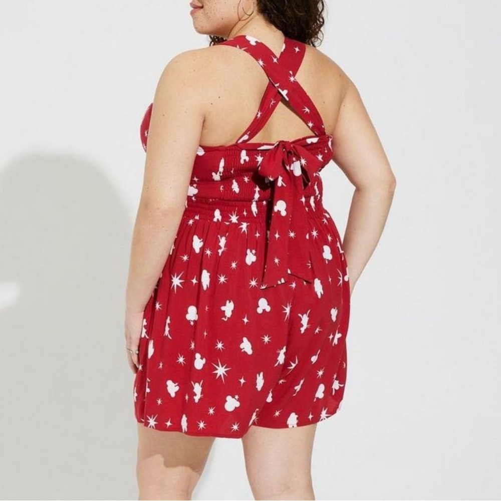 Torrid Disney Americana Mickey Friends Stretch Challis Button Front Romper Sz 3 - Picture 3 of 11